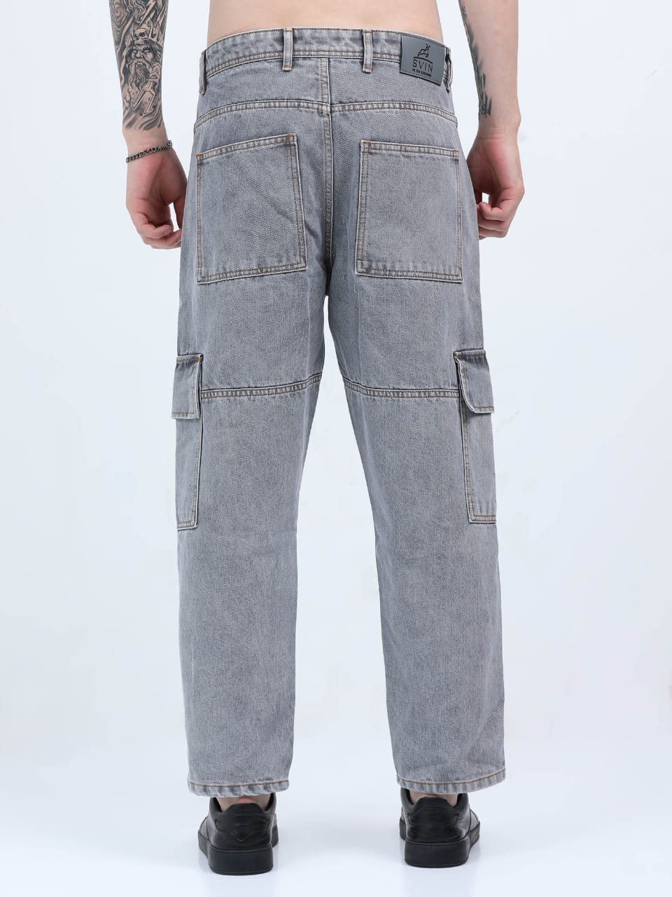 Pure denim dobby mom fit cargo