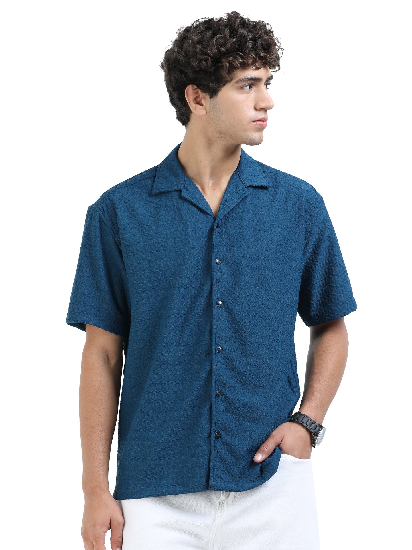 Half sleeve drop shoulder Cotton popcone fabric soft feel