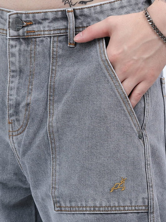 Pure denim dobby mom fit cargo